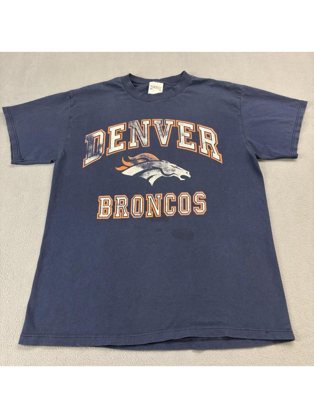 Vintage 90s Denver Broncos NFL T Shirt Size Large Navy Blue